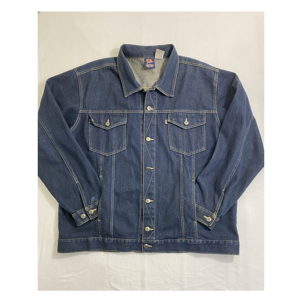 Vintage Revival Lion Mens XXL Dark Denim Jean Jacket 90s